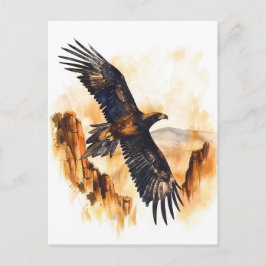 水彩楔尾イーグル飛んでいる ポストカード