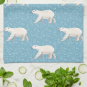 水彩極熊ブルーキッチンタオル キッチンタオル (折り畳み)