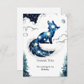 水彩楽しいキツネの誕生日 サンキューカード (正面/裏面)