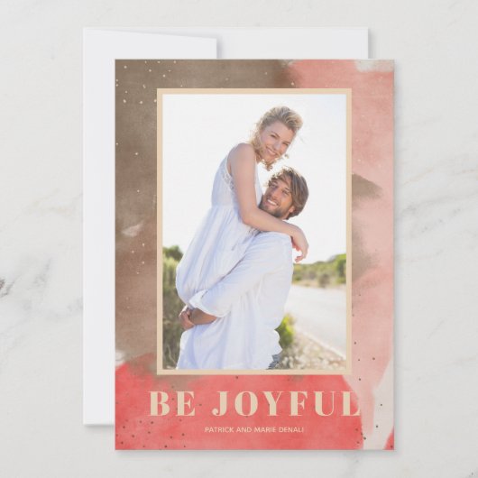 水彩楽しいクリスマスの写真 シーズンカード (正面)