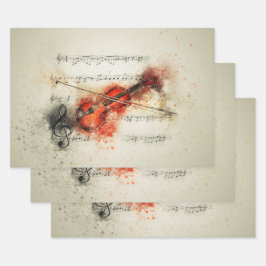 水彩楽曲及びバイオリン包装用シート ラッピングペーパーシート