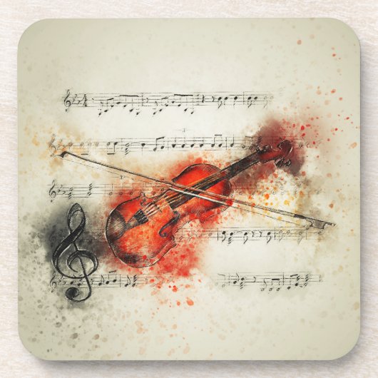 水彩楽曲及びバイオリン コースター (正面)