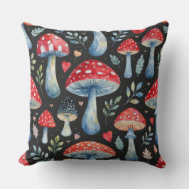 水彩模様のクッションカバー - キノコの物語 クッション