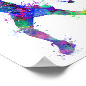 水彩模様のテニスガールのプレイヤーテキスト ポスター (角)