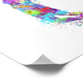 水彩模様のバスケットボール選手の女の子のテキスト ポスター (角)