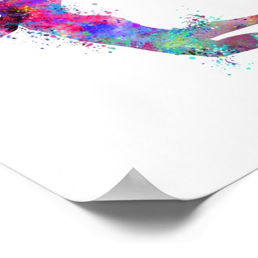 水彩模様のバレーボールのガールプレーヤーがテキストを打った ポスター (角)