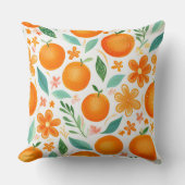 水彩模様の夏のオレンジ クッション (正面)