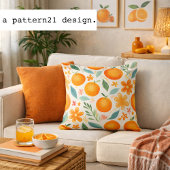 水彩模様の夏のオレンジ クッション
