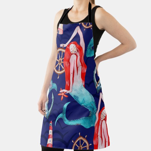 水彩模様の海 エプロン (インサイチュ)