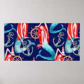 水彩模様の海 ポスター (正面)