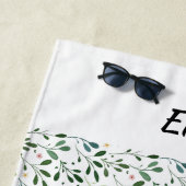 水彩模様の緑葉名 ビーチタオル (インサイチュ)