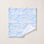 水彩模様の青いタオル バスタオルセット (ウォッシュタオル)