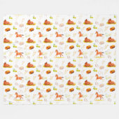 水彩模様の馬の馬蹄干しリンゴ フリースブランケット (正面(横))