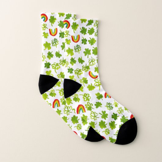 水彩模様シャムロックとレインボウ ソックス (ペア)