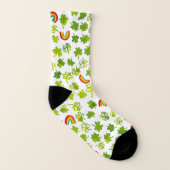 水彩模様シャムロックとレインボウ ソックス (左内側)