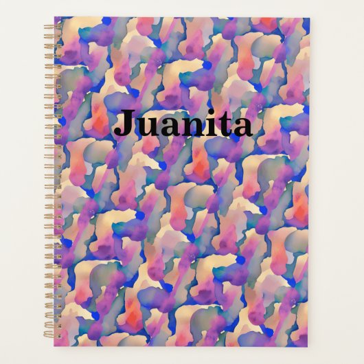 水彩模様パーソナライズされたプランナー プランナー手帳 (正面)