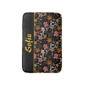 水彩模様ピンク黄色オレンジ バスマット (正面縦)