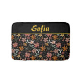 水彩模様ピンク黄色オレンジ バスマット (正面)