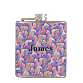 水彩模様フラッパーソナライズされたク フラスク (正面)