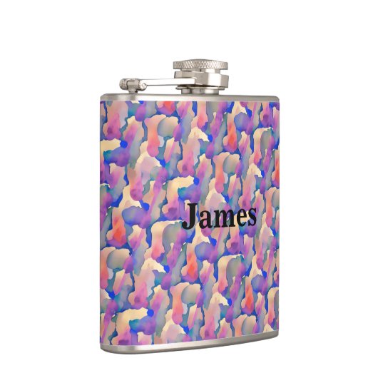 水彩模様フラッパーソナライズされたク フラスク (右)