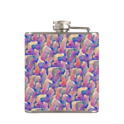 水彩模様フラッパーソナライズされたク フラスク (裏面)