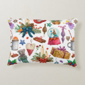 水彩模様(ビンテージクリスマスオーナメント) アクセントクッション (裏面)