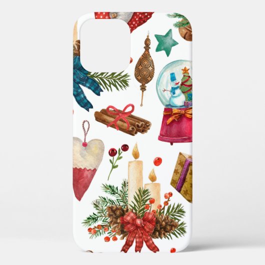 水彩模様(ビンテージクリスマスオーナメント) Case-Mate iPhoneケース (裏面)