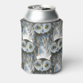 水彩模様、フクロウの大描写 缶クーラー (缶裏面)