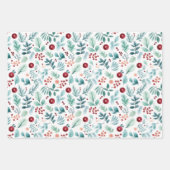 水彩樹の松と果実のクリスマス ラッピングペーパーシート (正面3)