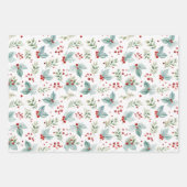 水彩樹の松と果実のクリスマス ラッピングペーパーシート (正面2)