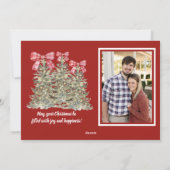 水彩樹クラシック木付き写真クリスマスカード シーズンカード (裏面)