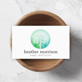水彩樹ヨガとウェルネスビジネスカード 名刺