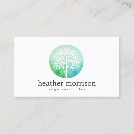 水彩樹ヨガとウェルネスビジネスカード 名刺 (正面)