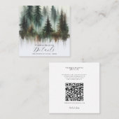 水彩樹木の素朴な荒野のディテール スクエア名刺 (正面/裏面)