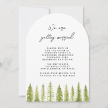 水彩樹木の結婚式招待状