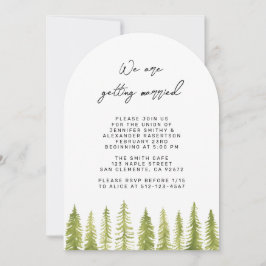 水彩樹木の結婚式招待状 招待状