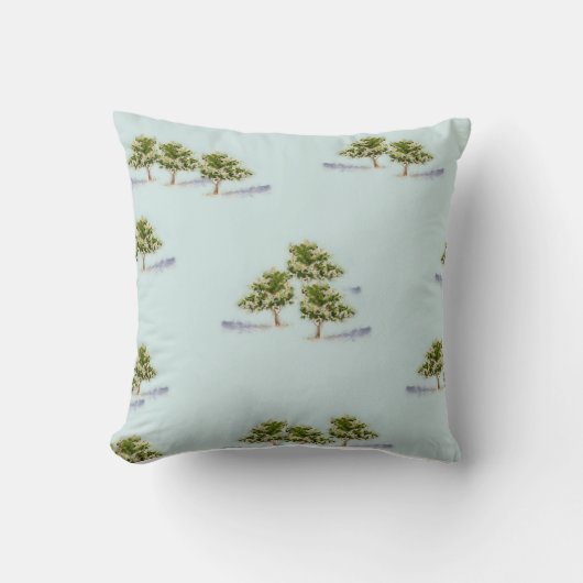 水彩樹木の装飾用クッション クッション (正面)