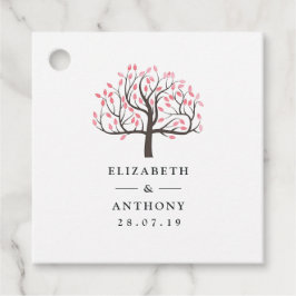 水彩樹木ウェディング フェイバータグ