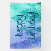 水彩樹木ハッピーバースデー 横断幕 (縦)