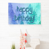水彩樹木ハッピーバースデー 横断幕 (インサイチュ)