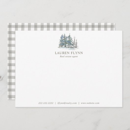 水彩樹木パーソナライズされた不動産仲介業者文房具 ノートカード (正面/裏面)