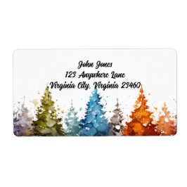 水彩樹木差出人住所ラベル ラベル