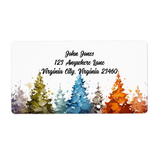 水彩樹木差出人住所ラベル ラベル (正面)