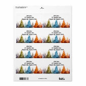 水彩樹木差出人住所ラベル ラベル (フルシート)