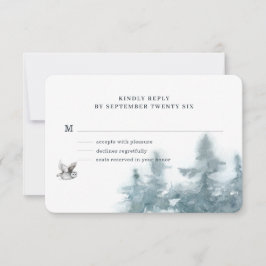 水彩樹木林フクロウ植物学 出欠カード