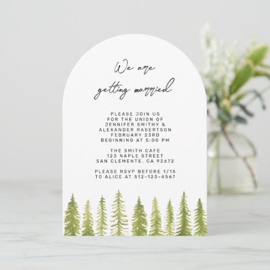 水彩樹木結婚式招待状 招待状 (スタンド正面)