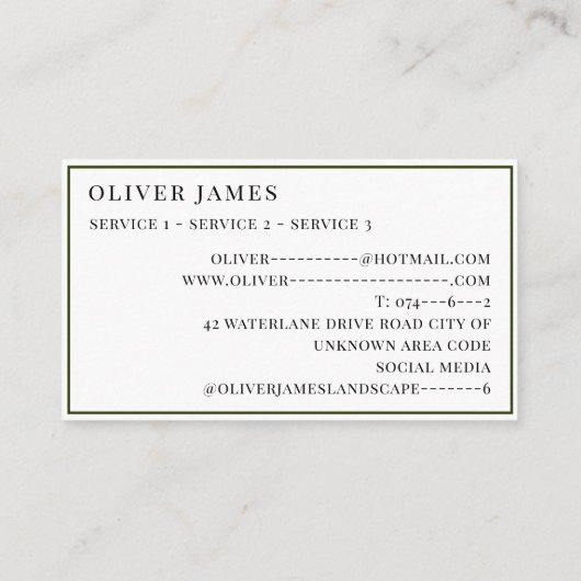 水彩樹木造園園芸植物 名刺 (裏面)