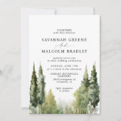 水彩樹木 |森素朴の外結婚野 招待状 (正面)