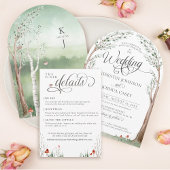 水彩樹林お洒落の結婚詳細 エンクロージャーカード