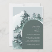 水彩樹林松結婚林 招待状 (正面)